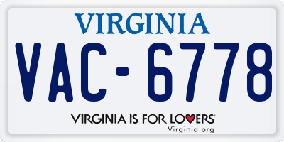 VA license plate VAC6778
