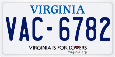 VA license plate VAC6782