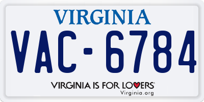 VA license plate VAC6784