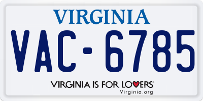 VA license plate VAC6785
