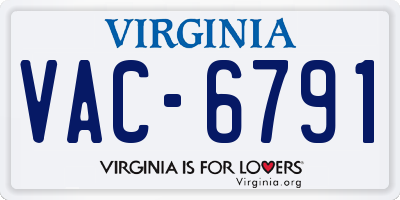 VA license plate VAC6791