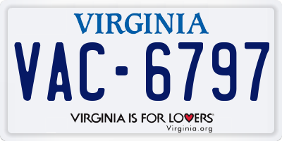 VA license plate VAC6797