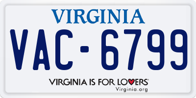 VA license plate VAC6799