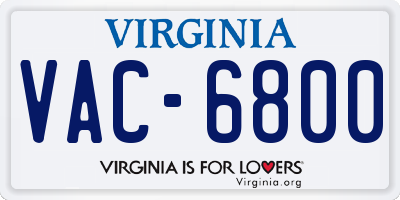 VA license plate VAC6800