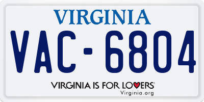 VA license plate VAC6804