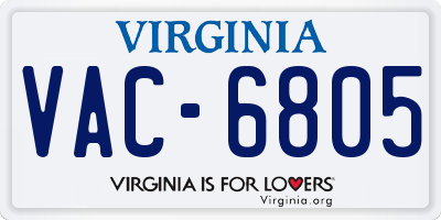 VA license plate VAC6805