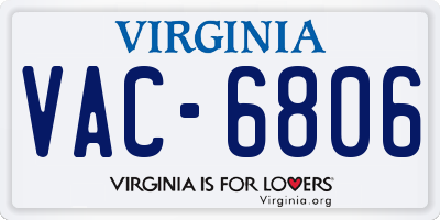 VA license plate VAC6806