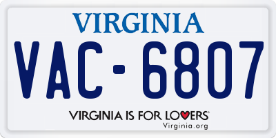 VA license plate VAC6807