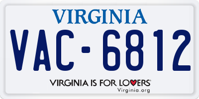 VA license plate VAC6812