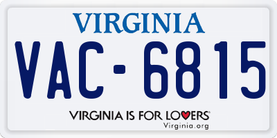 VA license plate VAC6815