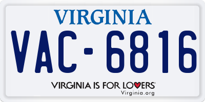 VA license plate VAC6816