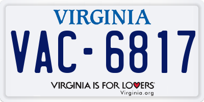 VA license plate VAC6817