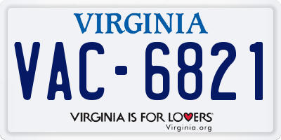 VA license plate VAC6821