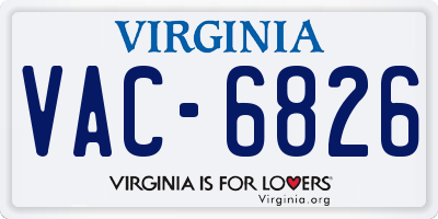 VA license plate VAC6826