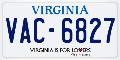 VA license plate VAC6827