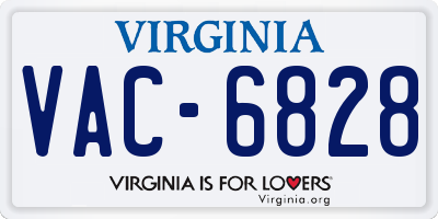 VA license plate VAC6828