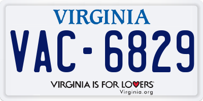 VA license plate VAC6829