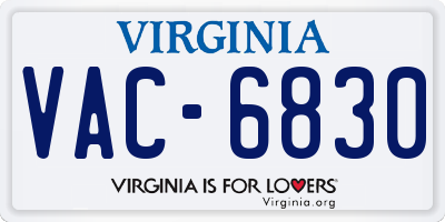 VA license plate VAC6830