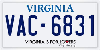 VA license plate VAC6831