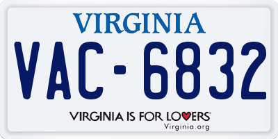 VA license plate VAC6832