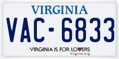 VA license plate VAC6833