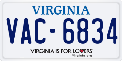 VA license plate VAC6834