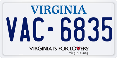 VA license plate VAC6835