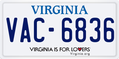 VA license plate VAC6836