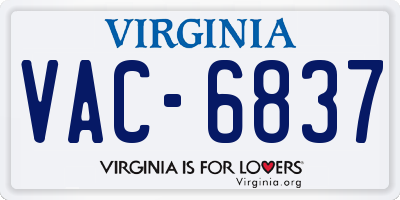 VA license plate VAC6837