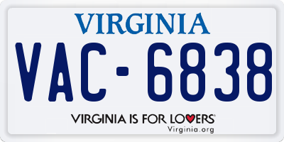 VA license plate VAC6838