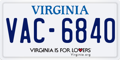 VA license plate VAC6840