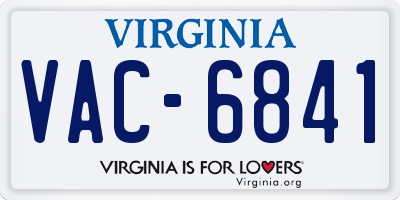 VA license plate VAC6841