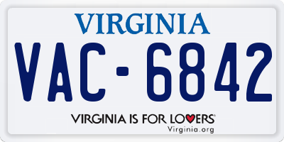 VA license plate VAC6842