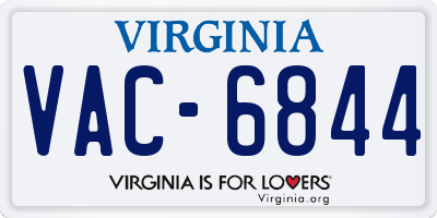 VA license plate VAC6844