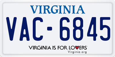 VA license plate VAC6845