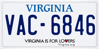 VA license plate VAC6846