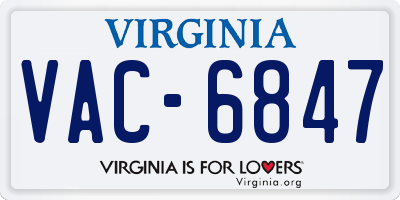 VA license plate VAC6847