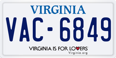 VA license plate VAC6849