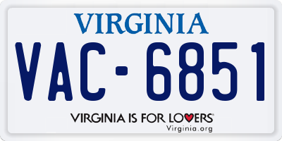 VA license plate VAC6851