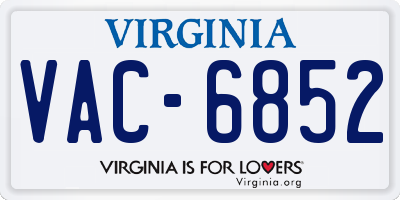 VA license plate VAC6852