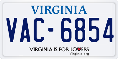 VA license plate VAC6854