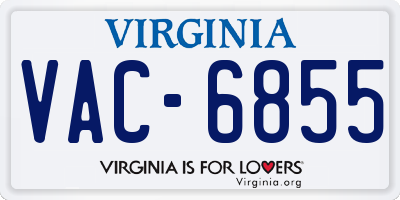 VA license plate VAC6855