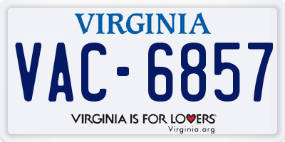 VA license plate VAC6857