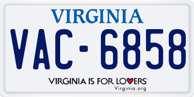 VA license plate VAC6858