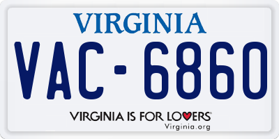 VA license plate VAC6860