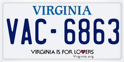 VA license plate VAC6863