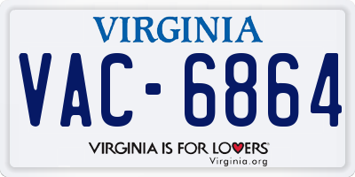 VA license plate VAC6864