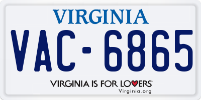 VA license plate VAC6865