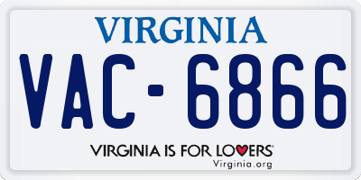 VA license plate VAC6866