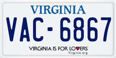 VA license plate VAC6867